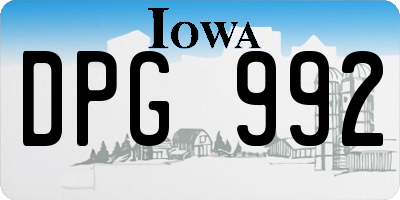 IA license plate DPG992