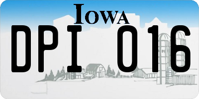 IA license plate DPI016