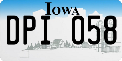 IA license plate DPI058