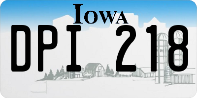 IA license plate DPI218