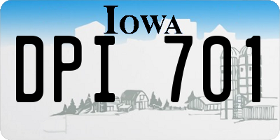 IA license plate DPI701