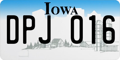 IA license plate DPJ016