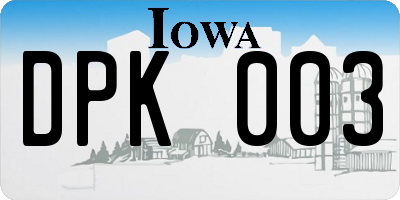 IA license plate DPK003