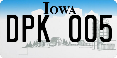 IA license plate DPK005