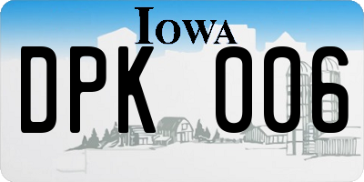 IA license plate DPK006