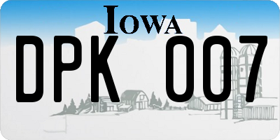 IA license plate DPK007