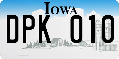IA license plate DPK010