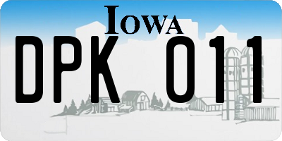 IA license plate DPK011