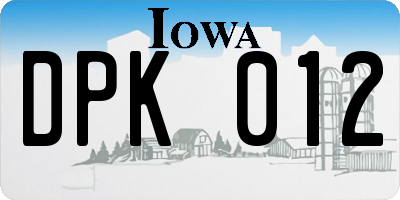 IA license plate DPK012
