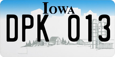IA license plate DPK013
