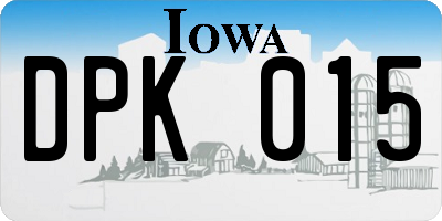 IA license plate DPK015