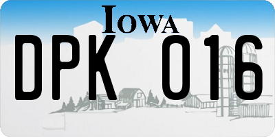 IA license plate DPK016