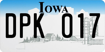 IA license plate DPK017