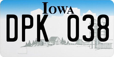 IA license plate DPK038