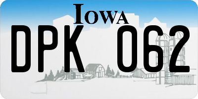 IA license plate DPK062