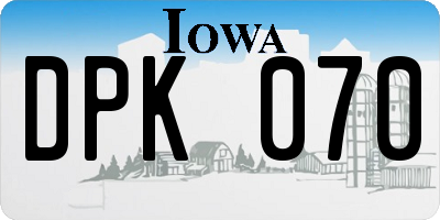 IA license plate DPK070