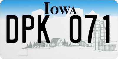 IA license plate DPK071