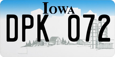 IA license plate DPK072