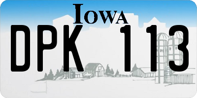 IA license plate DPK113