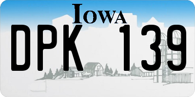 IA license plate DPK139