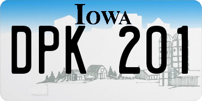IA license plate DPK201