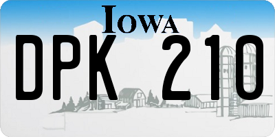 IA license plate DPK210