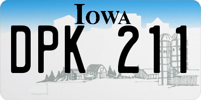 IA license plate DPK211