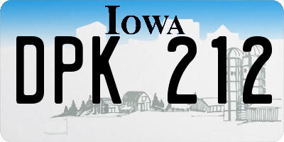 IA license plate DPK212