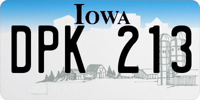 IA license plate DPK213