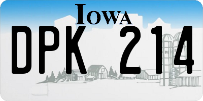IA license plate DPK214