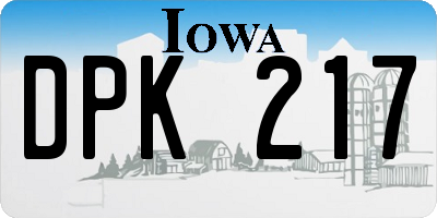 IA license plate DPK217