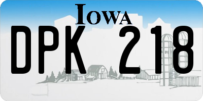 IA license plate DPK218