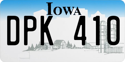 IA license plate DPK410