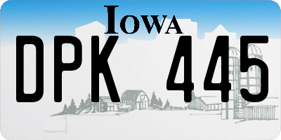 IA license plate DPK445