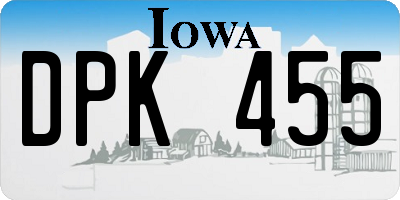 IA license plate DPK455