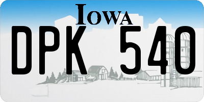 IA license plate DPK540