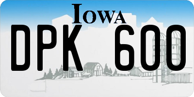 IA license plate DPK600