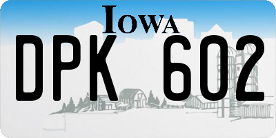 IA license plate DPK602
