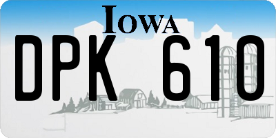 IA license plate DPK610