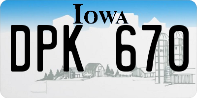 IA license plate DPK670