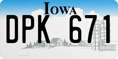IA license plate DPK671