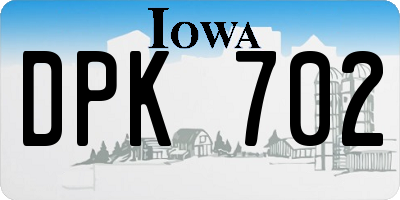 IA license plate DPK702