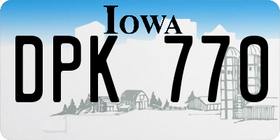 IA license plate DPK770