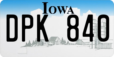 IA license plate DPK840