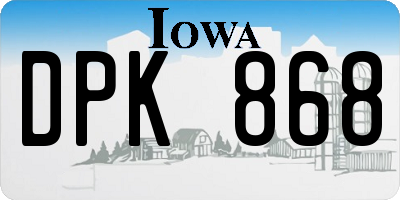 IA license plate DPK868