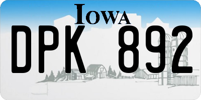 IA license plate DPK892