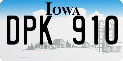 IA license plate DPK910