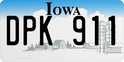 IA license plate DPK911