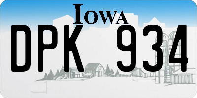 IA license plate DPK934