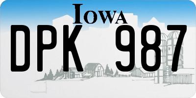 IA license plate DPK987